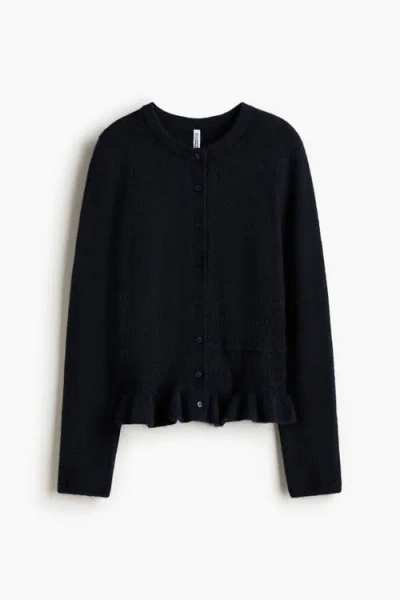 H&m Pointelle-knit Cardigan In Black