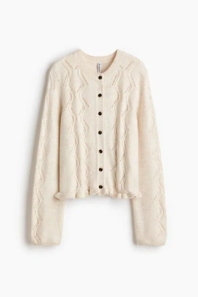 H&m Pointelle-knit Cardigan In Neutral