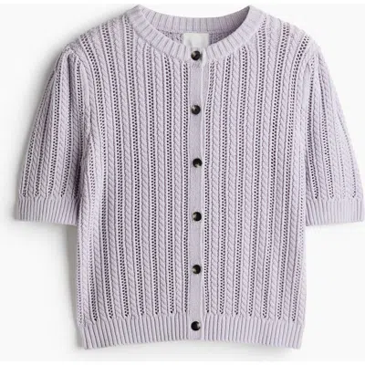 H&m Pointelle-knit Cardigan In Purple