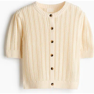 H&m Pointelle-knit Cardigan In Neutral
