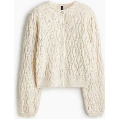 H&m Pointelle-knit Cardigan In Neutral