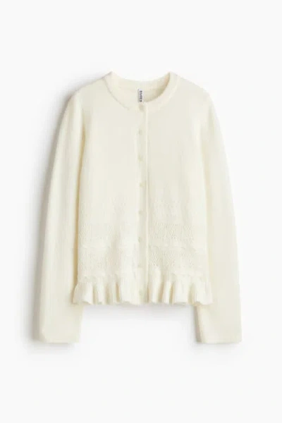 H&m Pointelle-knit Cardigan In Neutral