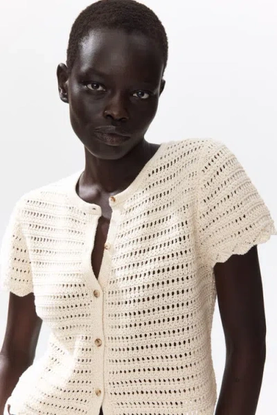 H&m Pointelle-knit Cardigan In Neutral