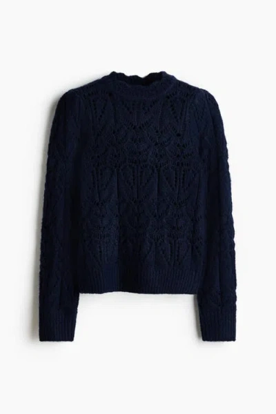 H&m Pointelle-knit Jumper In Blue