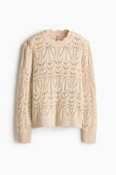 H&m Pointelle-knit Jumper In Neutral