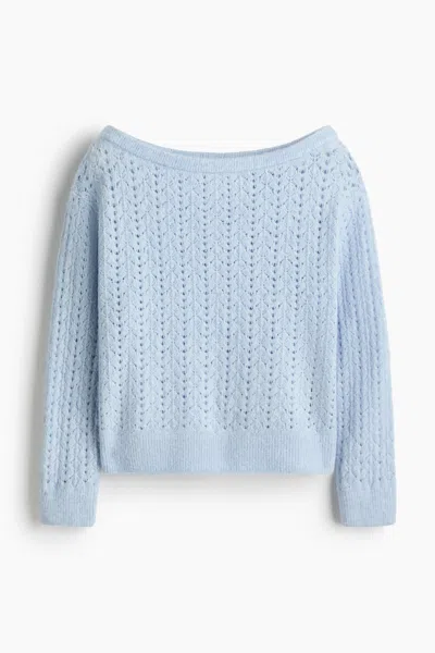 H&m Pointelle-knit Off-the-shoulder Sweater In Multi