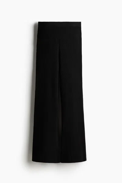 H&m Pointelle-knit Pants In Black