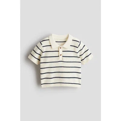 H&m Babies'  Pointelle-knit Polo Shirt In Neutral