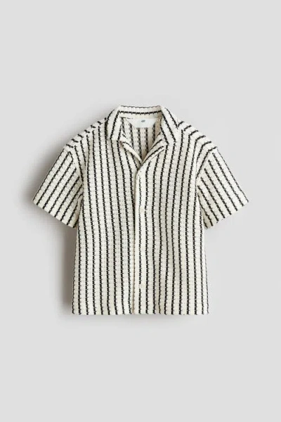 H&m Kids'  Pointelle-knit Resort Shirt In White