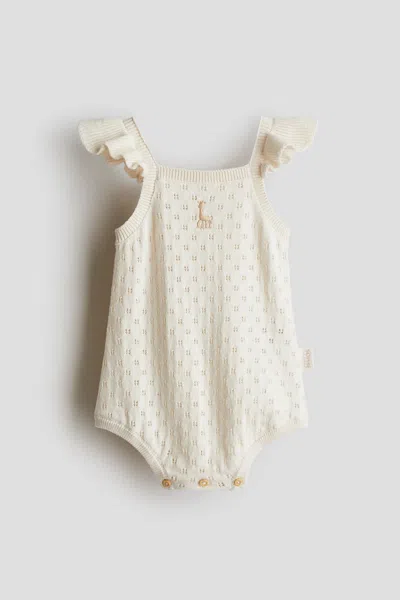 H&m Babies' Pointelle-knit Romper Suit In White