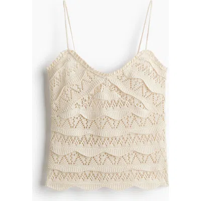 H&m Pointelle-knit Strappy Top In Neutral