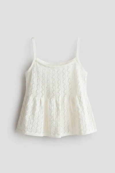 H&m Kids'  Pointelle-knit Strappy Top In White