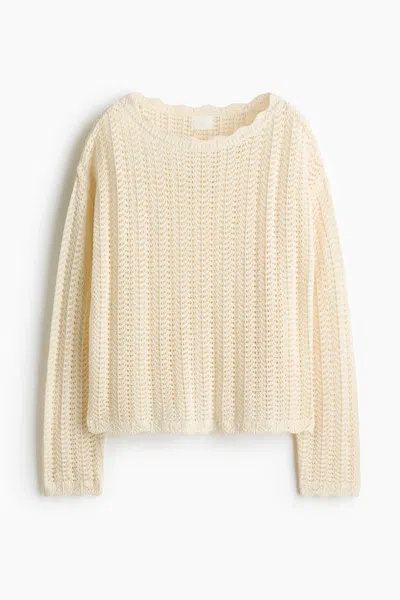 H&m Pointelle-knit Sweater In Neutral