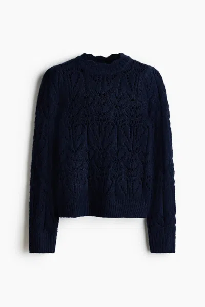 H&m Pointelle-knit Sweater In Black