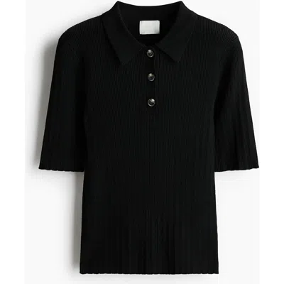 H&m Pointelle-knit Top In Black