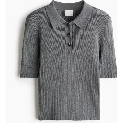 H&m Pointelle-knit Top In Gray