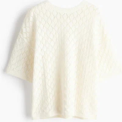 H&m Pointelle-knit Top In Neutral