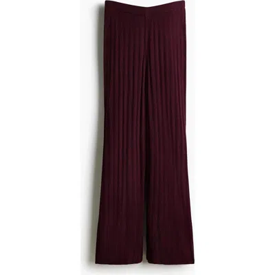 H&m Pointelle-knit Trousers In Burgundy