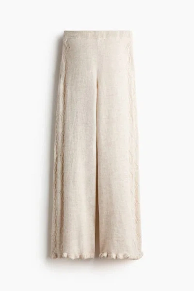 H&m Pointelle-knit Trousers In White