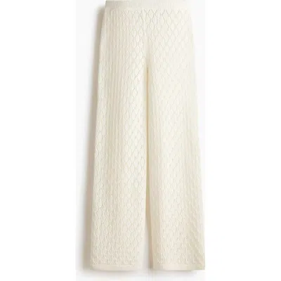 H&m Pointelle-knit Trousers In Neutral