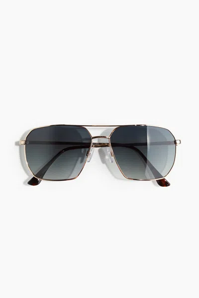 H&m Polarized Sunglasses In Gold-colored/black