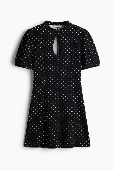 H&m Ponte Keyhole Dress In Black