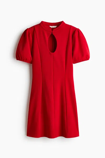 H&m Ponte Keyhole Dress In Red