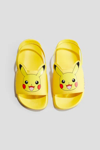 H&m Kids' Pool Slide Shoes In Yellow/pokémon
