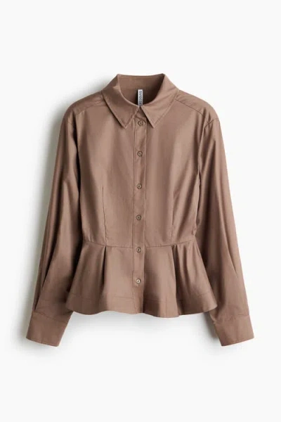H&m Poplin Peplum Shirt In Multi