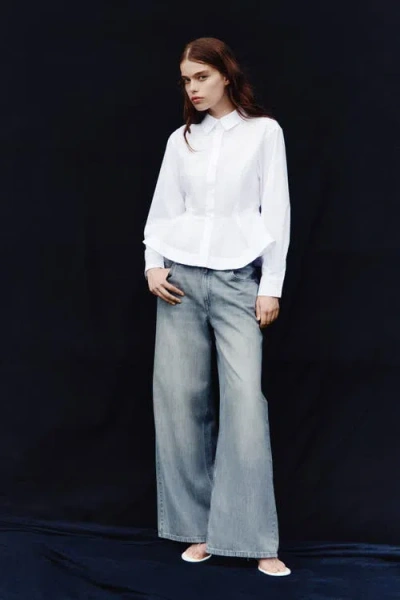 H&m Poplin Peplum Shirt In Multi