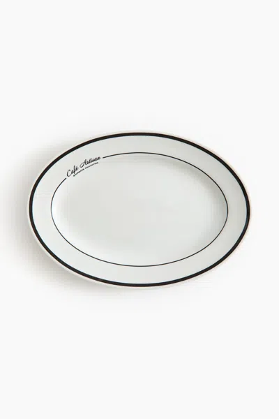 H&m Porcelain Serving Plate In White