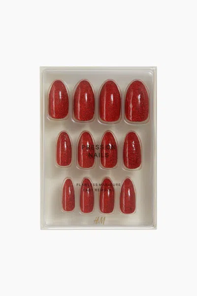 H&m Press-on Nails In Red Glitter