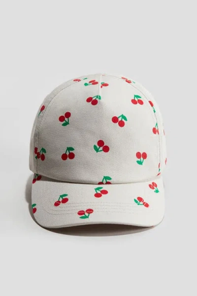 H&m Kids'  Printed Cotton Cap In Brown