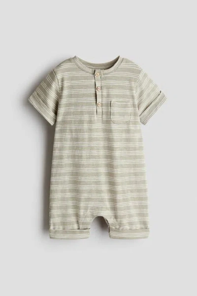 H&m Babies'  Printed Cotton Romper Suit In Brown
