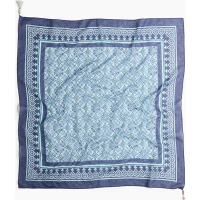 H&m Printed Cotton Scarf In Blue