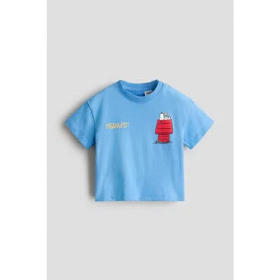 H&m Babies'  Printed Cotton T-shirt In Blue