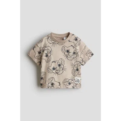 H&m Babies'  Printed Cotton T-shirt In Brown