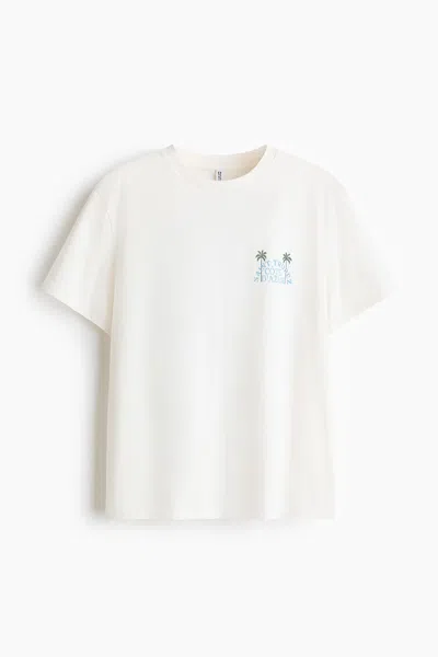H&m Printed Cotton T-shirt In White
