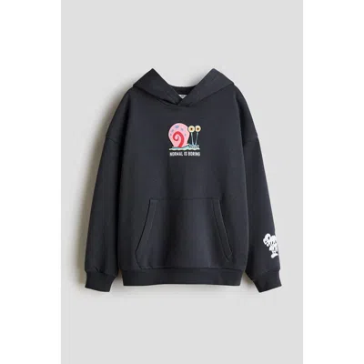 H&m Kids'  Printed Hoodie In Black