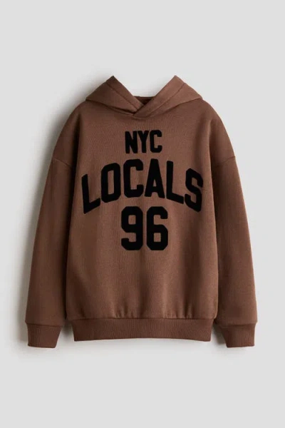 H&m Kids'  Printed Hoodie In Brown