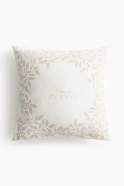 H&m Printed Linen-blend Cushion Cover In Neutral