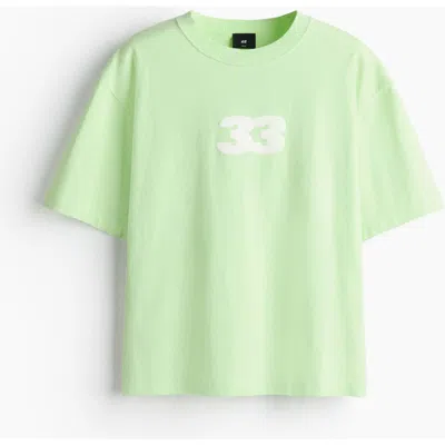 H&m Printed Loose Fit T-shirt In Green