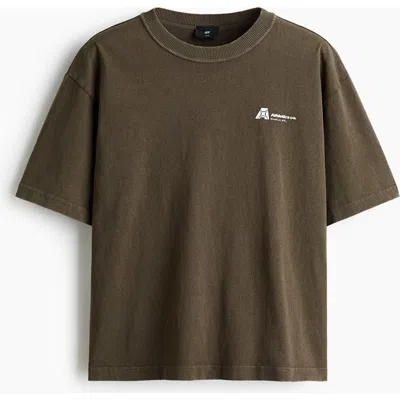 H&m Printed Loose Fit T-shirt In Green