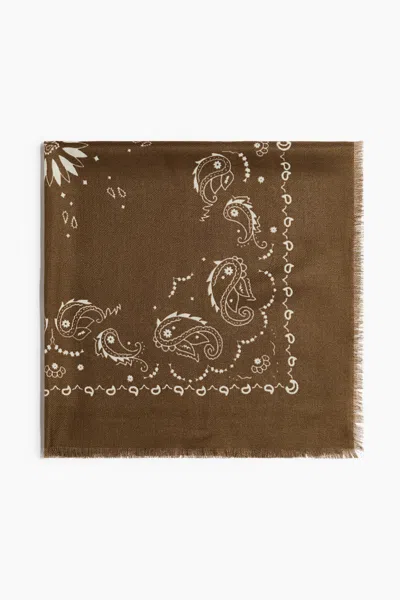 H&m Printed Scarf In Brown