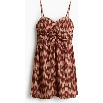 H&m Printed Strappy Dress In Brown