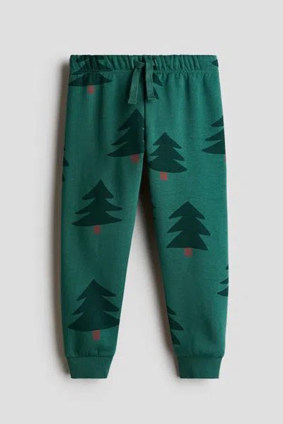 H&m Kids' Printed Sweatpant Joggers In Green