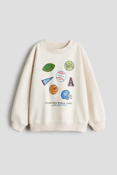 H&m Kids'  Printed Sweatshirt In White