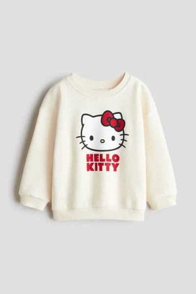 H&m Kids'  Printed Sweatshirt In White