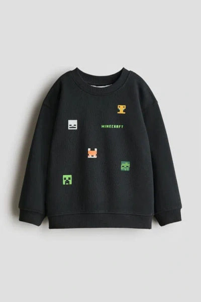 H&m Kids'  Printed Sweatshirt In Black