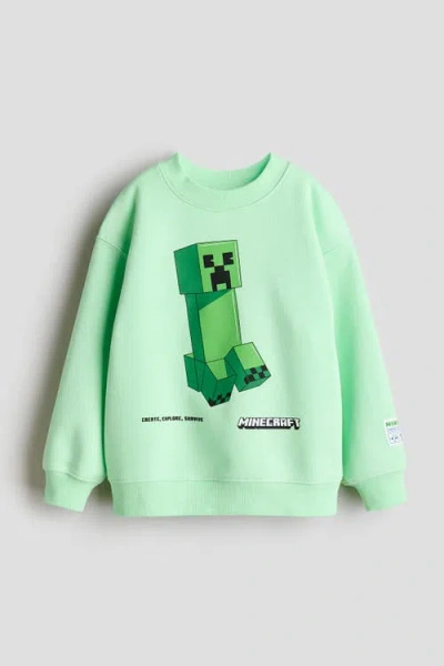 H&m Kids'  Printed Sweatshirt In Green